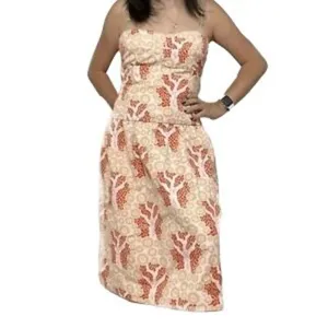 Tibi Strapless Dress Women 2 Pink Tan Floral Cotton Fit Flare Mini Luxury Boho thumbnail 2