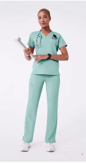 FIGS Casma Three Pocket Scrub Top in Aqua Blue Size XS thumbnail 6