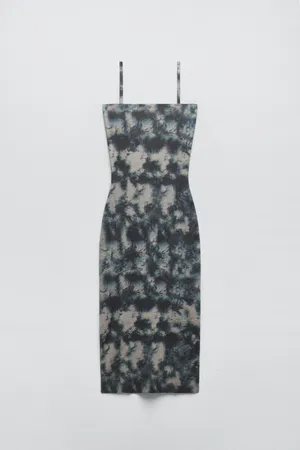 Zara dress midi fitted tie dye effect casual summer vacation thumbnail 7