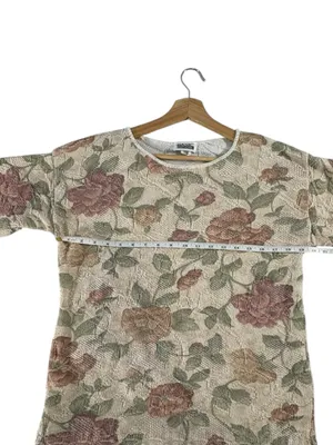 Vintage 90s Basic Editions Floral Tapestry Sweater Small Butter Mom Grannycore thumbnail 7