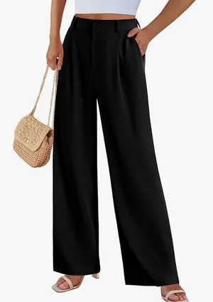 PRETTYGARDEN NEW Wide Leg Suit Loose Fit High Elastic Waisted Career Pant XL thumbnail 5
