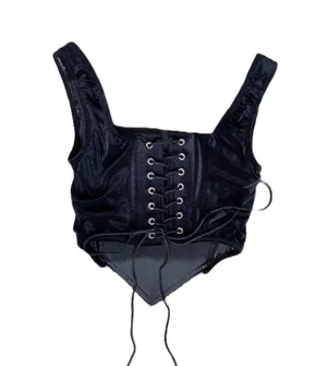 Y2K Style Black Goth Grunge Lace Up Corset 🔥 thumbnail 3
