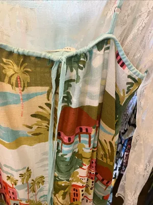 Label of love Sleeveless Scenic Print Maxi Dress in Aqua and Coral thumbnail 5