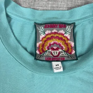 Johnny Was T-Shirt Womens XS Blue Crew Neck Short Sleeve Cotton Jersey Top thumbnail 2