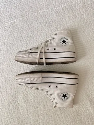 Women’s white converse platform high tops thumbnail 6
