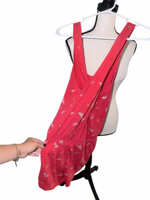 Wonder Woman Red All Over Logo Print Criss Cross Romper DC Comics Size XS thumbnail 4