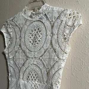 Hot Miami Styles Cream Mini Dress with Mock Neck and Flutter Sleeves thumbnail 4