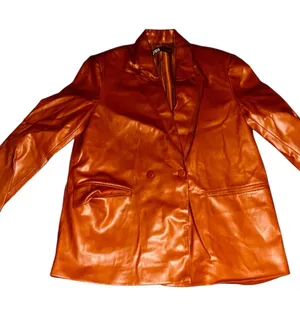 Zara Faux Leather Double-Breasted Blazer Jacket thumbnail 1