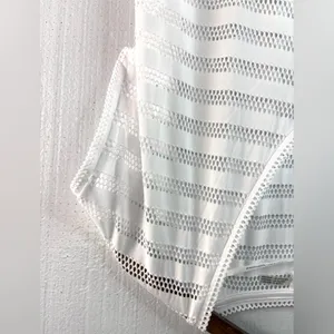 Calvin Klein M White Perforated Pocketed V-Neck Swim Coverup thumbnail 3