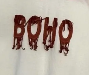 TopMark White "BOHO" Graphic Cap-Sleeve T-Shirt (Size L) thumbnail 3