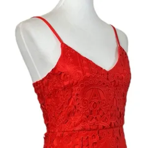 Lulus Mini Dress Lace Crochet Bodycon Spaghetti Strap Coral Women’s Size Small thumbnail 8