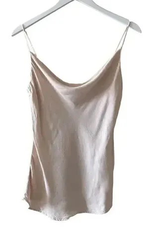 Zara Draped Satin Cami Apricot Champaigne Women’s Lightweight Top SZ M #1721 thumbnail 1