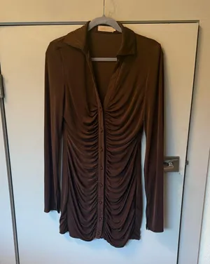 Meshki Alexandra Chocolate Ruched Dress thumbnail 1