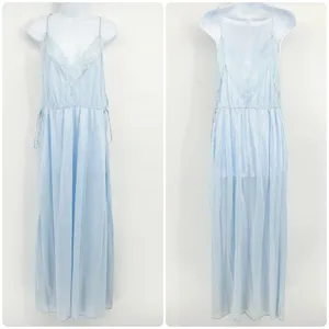 Pandora of California Womens‎ Vintage 70s Blue Lace Trim Coquette Nightgown XL thumbnail 2