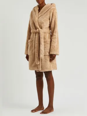 UGG Aarti Hooded Teddy Sherpa Fleece Robe in San Camel Beige NWT Sz. M thumbnail 7