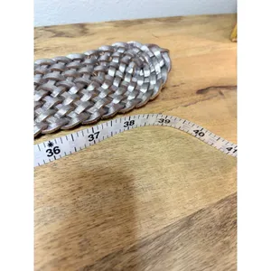 Gap Boho Metallic Silver Braided Leather Belt Wide Woven Twisted Womens Medium thumbnail 5
