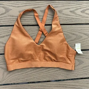 NWT aerie size small brown tan glittery sports bra medium support stretch thumbnail 1