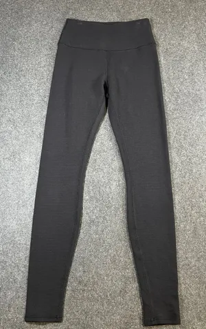 Alo Yoga High Waist Waffle Knit Leggings Charcoal Grey Tencel Blend Womens Small thumbnail 1