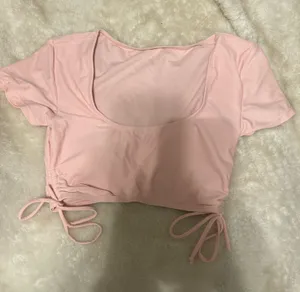 Shein Cropped Baby Pink Top with Ties on the Sides thumbnail 1