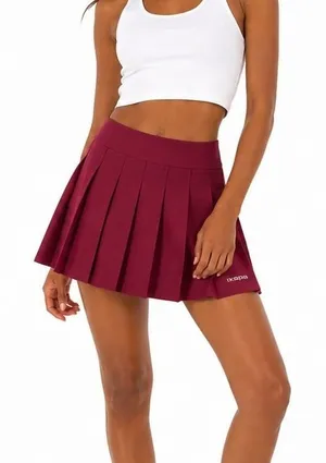 Y2K Vintage IXSPA Pleated Tennis Skirt Burgundy Preppy Athletic Mini Size 4 thumbnail 1