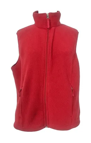 LL Bean Women's XL Red Fleece Full‎ Zip Mock Neck Vest Gorpcore Hiking Utility thumbnail 1