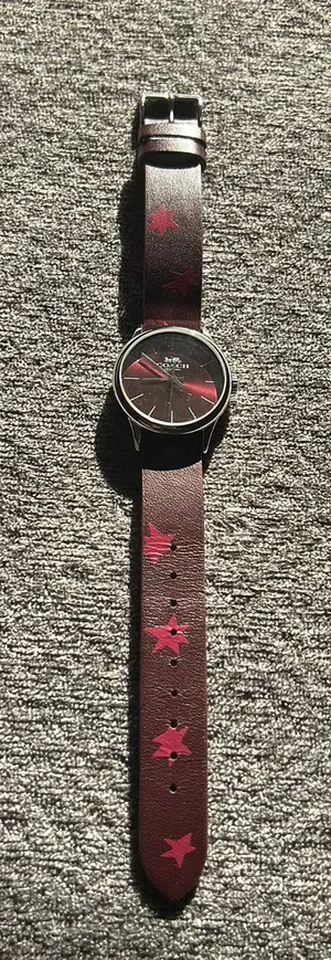Coach Watch Burgundy and Silver Leather Band thumbnail 1