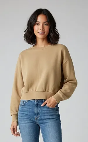 ASOS Boxy Cropped Long Sleeve Crewneck Pullover Sweatshirt Size 10 thumbnail 1