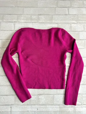 Abercrombie & Fitch Fitted Square- Neck Ribbed Sweater - Bright Pink thumbnail 2