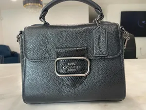 Coach Demi Sufflette Black Pebbled Leather Shoulder Bag Vintage Pouch Purse thumbnail 1
