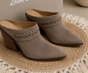 Sam Edelman Allison Taupe‎ Suede Braided Pointed Toe Cone Heel Mules WomansSz 9 thumbnail 1