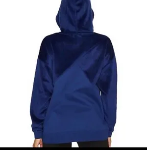 Puma Dark Blue Color Block Velour Velvet Oversized Hoodie Sweatshirt L Athletic thumbnail 2