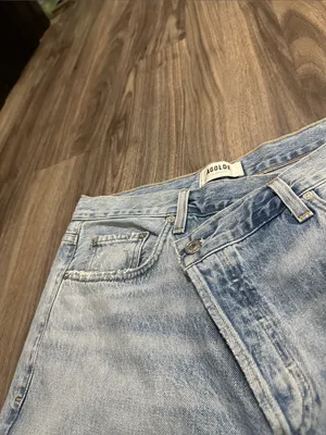 AGOLDE Criss Cross High Rise Jeans 100% Cotton Straight Leg Vintage Blue. thumbnail 13