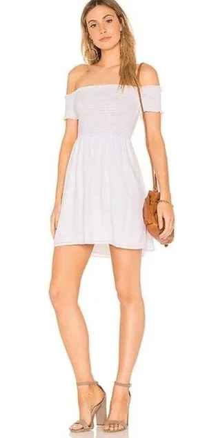 Show Me Your MuMu Dolly Smocked White Mini Dress Medium thumbnail 1