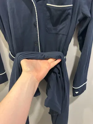 Petite Plume 100% Pima Cotton Polo Pajama Jumpsuit Navy thumbnail 4