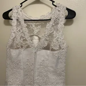 White Wedding Dress S Small Bust 32” Lace Tank Top Beaded Handmade Vintage READ thumbnail 12