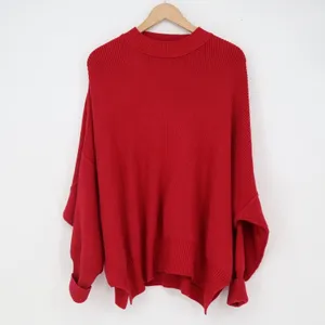 Free People Sweater Womens XS Easy Street Red Oversized Ribbed Knit Excellent thumbnail 2