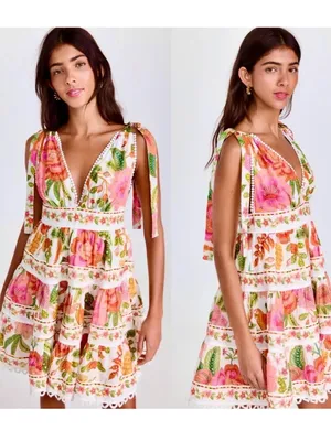 Farm Rio Macaw Bloom Off-White Mini Dress thumbnail 2