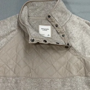 Abercrombie & Fitch Fleece Pullover Women S Tan Gorpcore Cabincore Soft Academia thumbnail 5