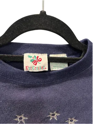 Vintage 90s NutCracker Snowman Embroidered Crewneck Sweatshirt Navy Blue Medium thumbnail 3