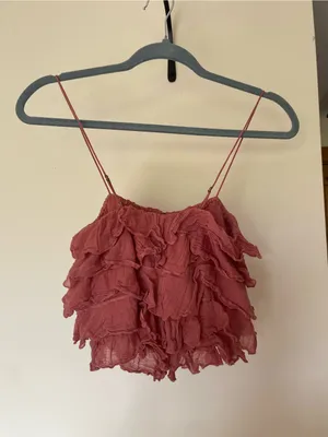Free People Dusty Rise Pink Bohemian Ruffle Crop Top Small thumbnail 6