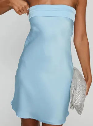 Blue satin mini dress Size XS thumbnail 1