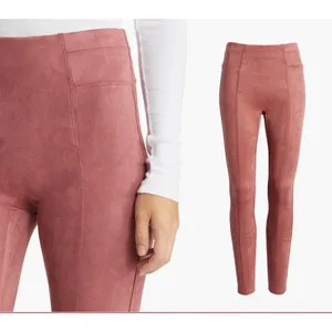 Spanx Faux-Suede Soft Leggings in Rich Rose Pink Size XL thumbnail 3