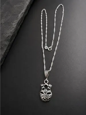 Vintage Native American Masha Wedding Vase Pendant Necklace Sterling Silver 925 thumbnail 4