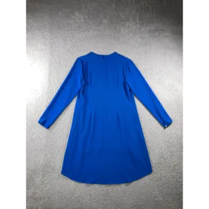 Tunic‎ Dress 10-12 Cobalt Blue Embellished Lagenlook Layering Long Sleeve Modest thumbnail 2