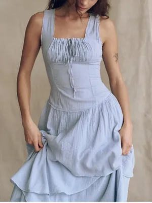 Free People In My Dreams Midi Dress in Pearl Blue L thumbnail 4