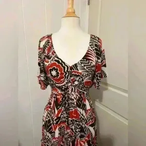 Anthropologie Maxi Tiered Dress Small Brown‎ Orange Bohemian Cutout Boho $180 thumbnail 5