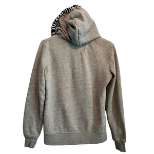 True Religion Logo Tape Zip Up Hoodie Gray Y2K Streetwear Sweatshirt Size Small thumbnail 4