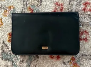 Buxton Black Leather Organizer Clutch Wallet with Mirror and Gold‎ Hardware thumbnail 1