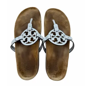 Tory Burch Miller Thong Sandals Light Blue Leather Logo Cork Footbed Women’s 8.5 thumbnail 2