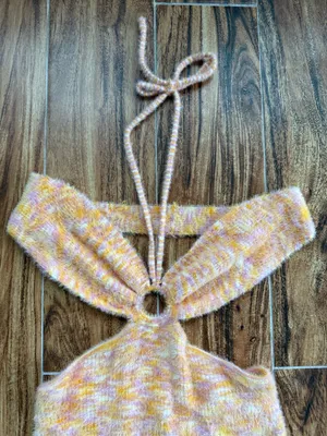 Princess Polly Novah Knit Halter Mini Dress Orange Pink Size Large thumbnail 6